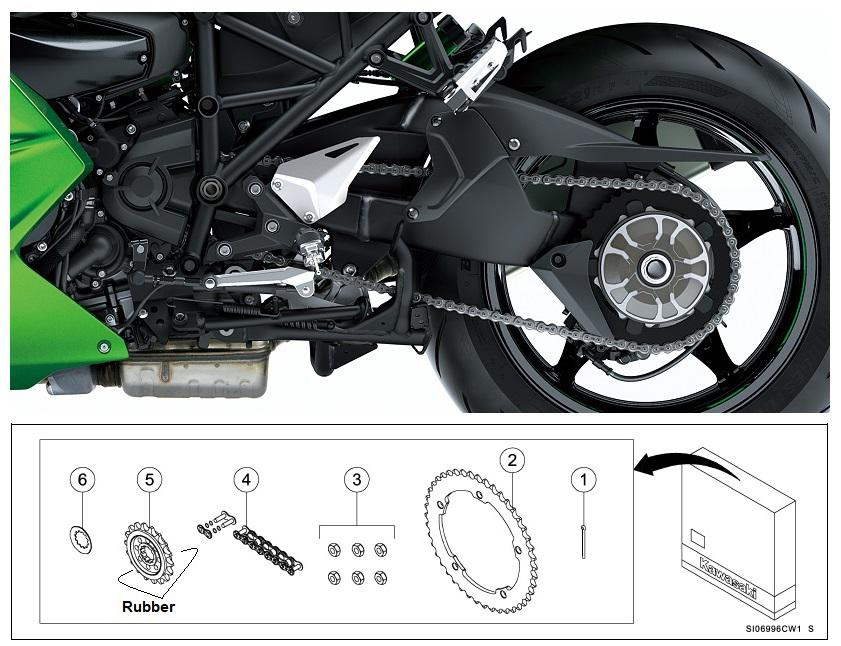 Original Kedje- och Drevsats Ninja H2 SX/SE (ZXT02A/B/D/P/R)