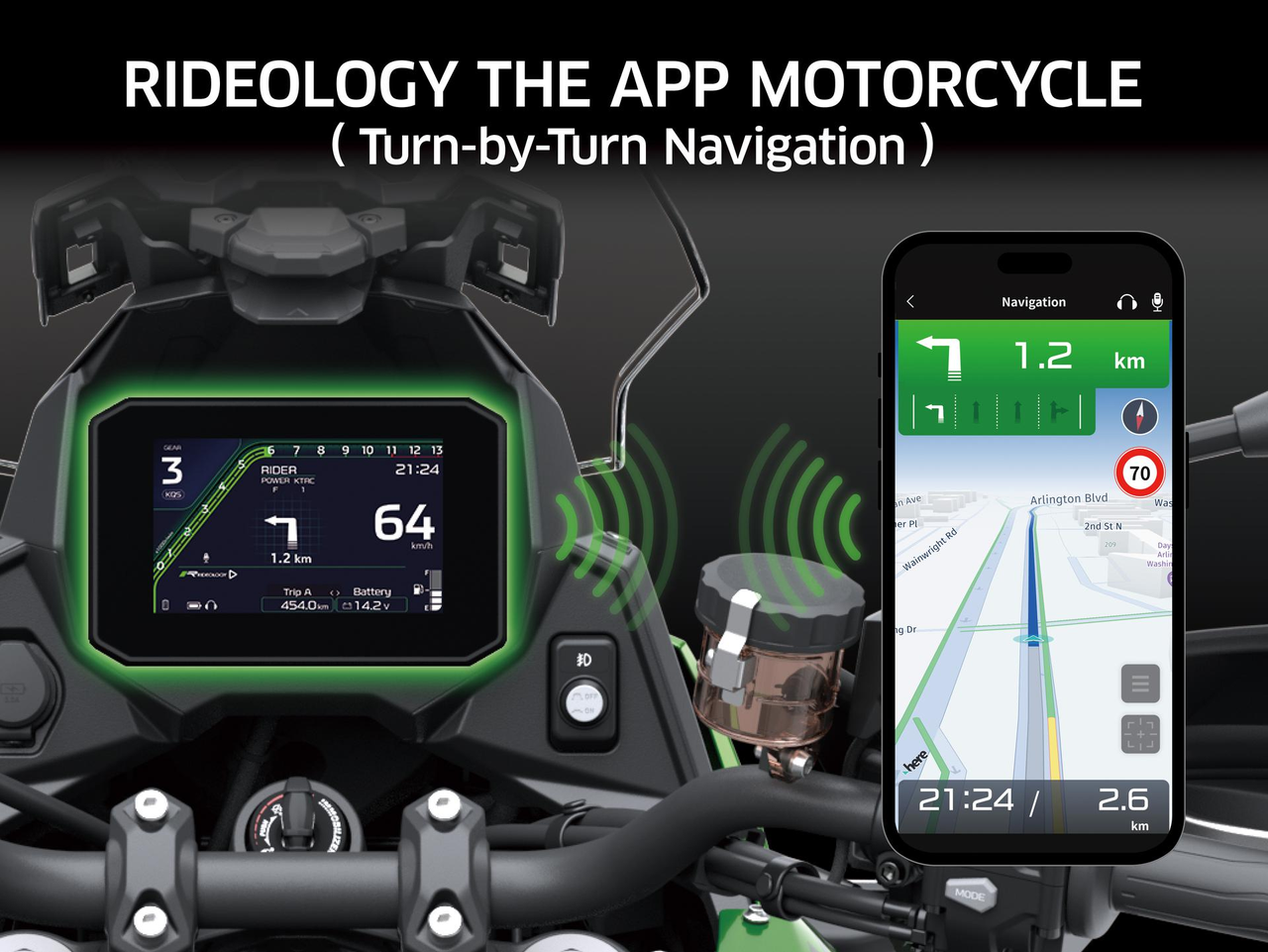 RIDEOLOGY THE APP MOTORCYCLE med röststyrning och sväng-för-sväng navigering