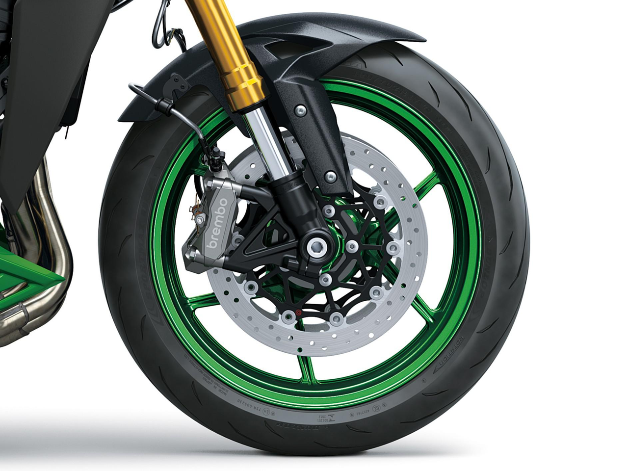 Brembo frambromsar och Öhlins fjädring